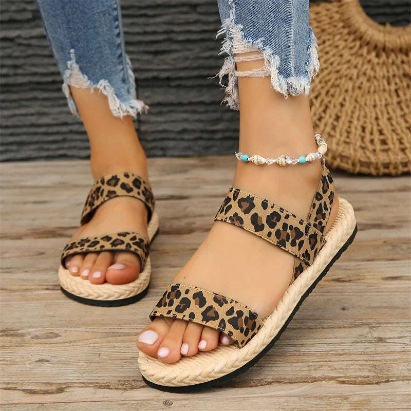 2024 New Women's fashion trend anti-slip wear-resistant multi-color matching elastic flat sandals