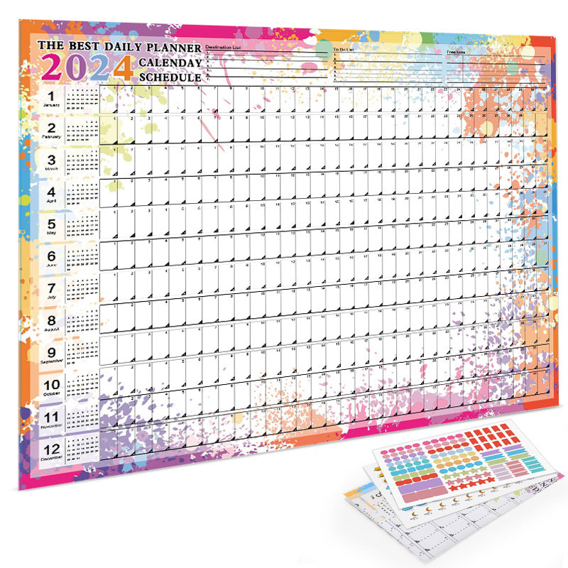 2024 Calendar Yearly Planner 365 Days Schedule Wall Hanging Memo Pad To Do List Agenda Organizer Check List Home Office