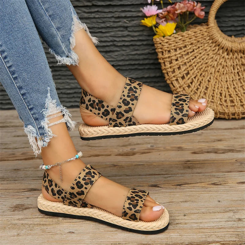 2024 New Women's fashion trend anti-slip wear-resistant multi-color matching elastic flat sandals