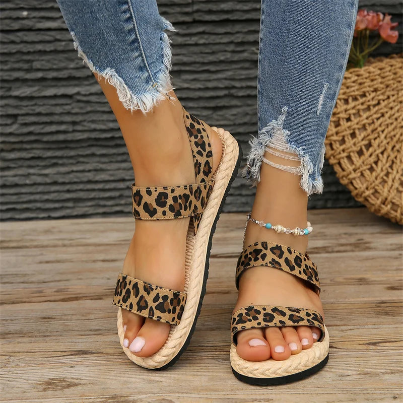 2024 New Women's fashion trend anti-slip wear-resistant multi-color matching elastic flat sandals