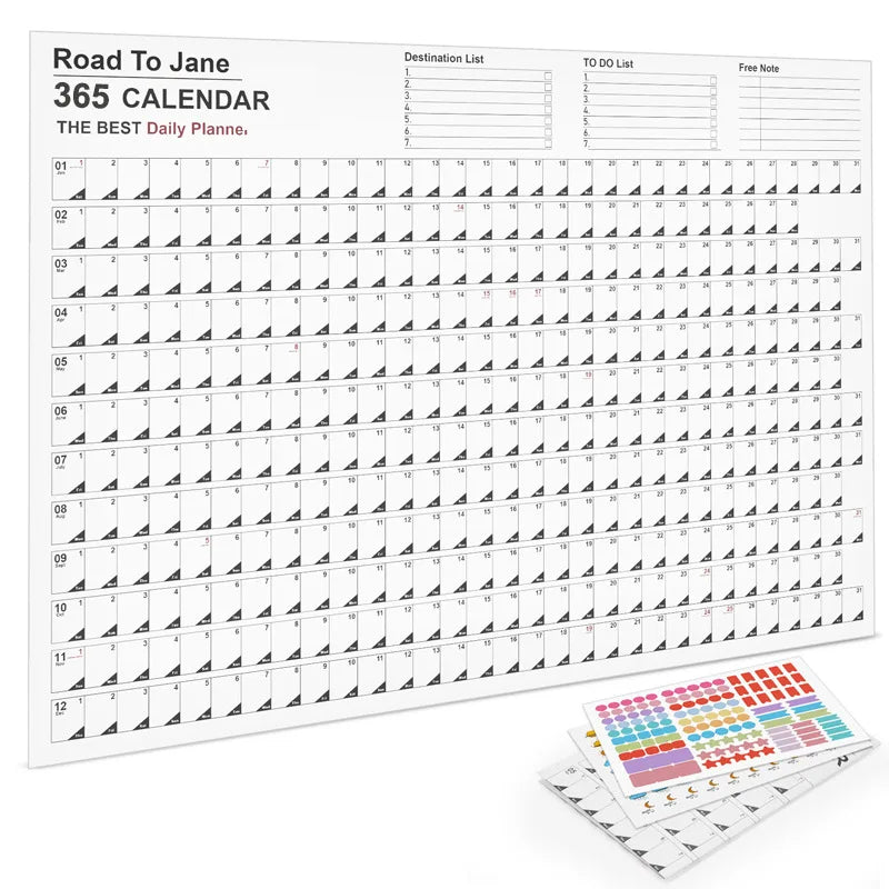 2024 Calendar Yearly Planner 365 Days Schedule Wall Hanging Memo Pad To Do List Agenda Organizer Check List Home Office