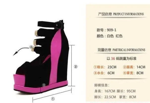 2020Woman Shoes Summer Genuine Women Platform Thick Soles Sandals Wedges High Heel 14cm Peep Toe Mixed Colors Sexy Shoes