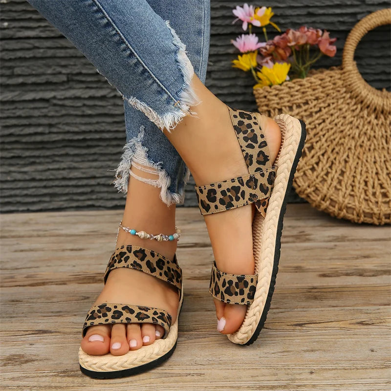 2024 New Women's fashion trend anti-slip wear-resistant multi-color matching elastic flat sandals